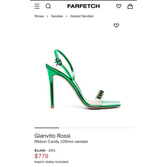 Gianvito Rossi Ribbon Candy 105mm Sandals – Metallic Green / PVC – Size 35.5 EU - Picture 10 of 10